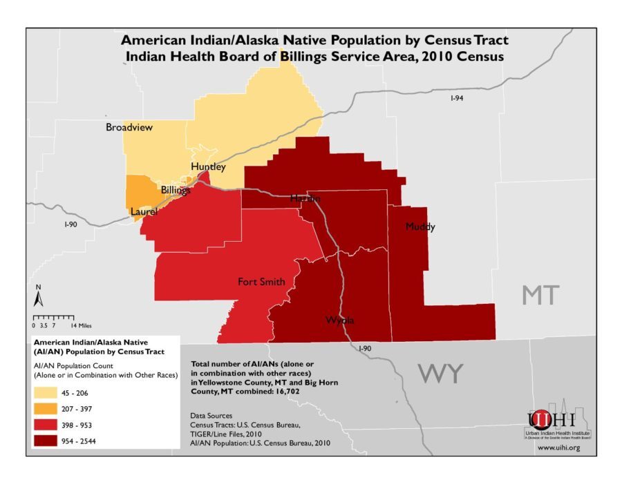 American Indian/Alaska Native Population by Census Tract: Indian Health Board of Billings Service Area, 2010 Census