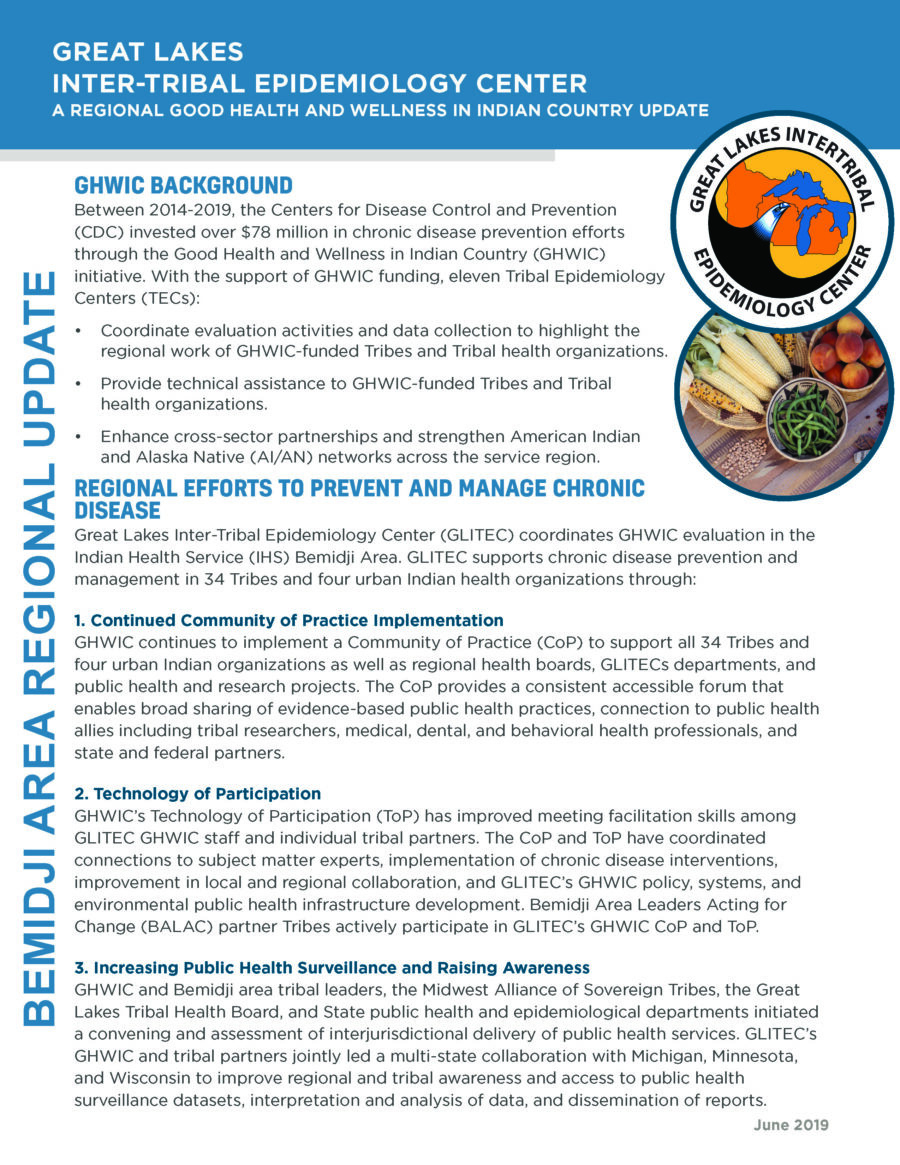 Great Lakes Inter-Tribal Epidemiology Center 2018 Regional Update