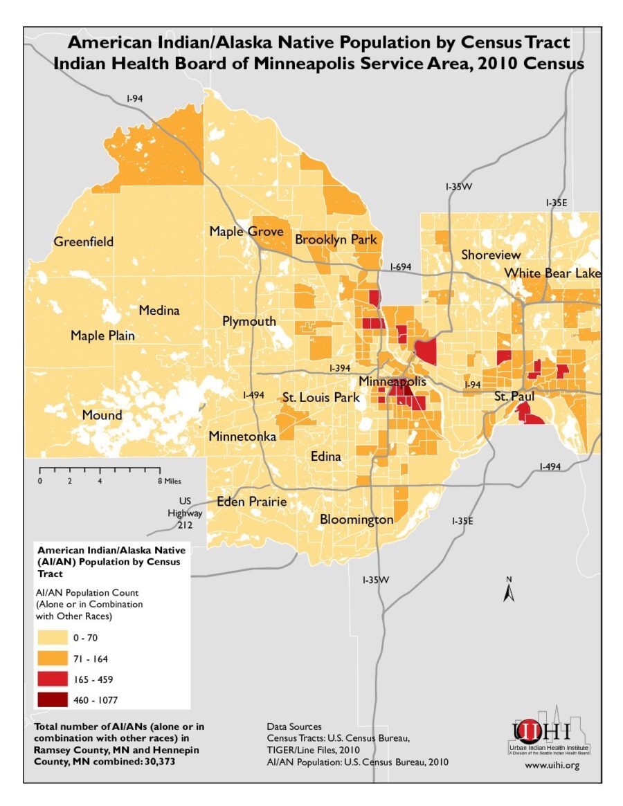 American Indian/Alaska Native Population by Census Tract: Indian Health Board of Minneapolis Service Area, 2010 Census