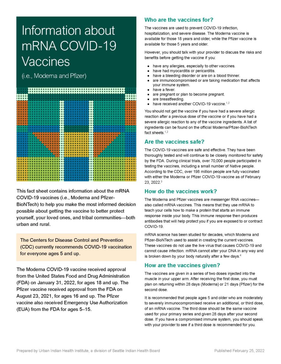 Information about mRNA COVID-19 Vaccines (i.e., Moderna and Pfizer)