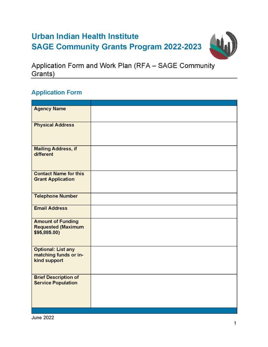 Sage Grants Application Form 2022–2023